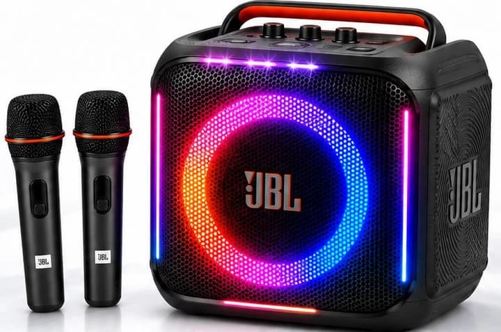 JBL PartyBox Encore 2 V2 in Black, front three-quarter view