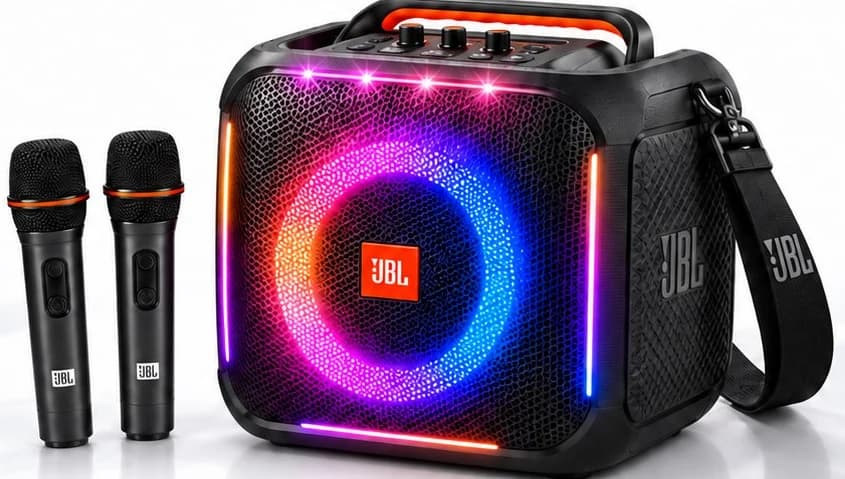 JBL PartyBox Encore 2 Plus in Black, front three-quarter view