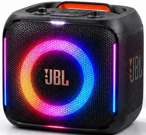 JBL PartyBox Encore Essential 2 in Black, front three-quarter view