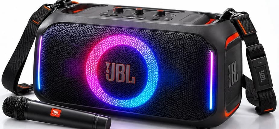 JBL PartyBox On-The-Go 2 in Black, front three-quarter view