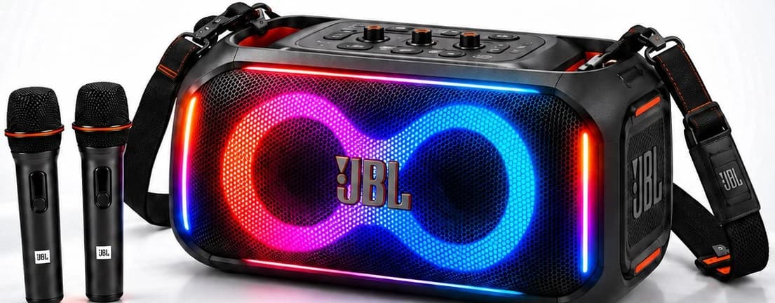 JBL PartyBox On-The-Go 2 Plus in Black, front three-quarter view